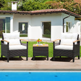 NO TAX, PLUS MAJOR MARKDOWN - 3 Pieces Patio Rattan Furniture Set,  White cushions, FULLY ASSEMBLED