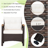 NO TAX, PLUS MAJOR MARKDOWN - 3 Pieces Patio Rattan Furniture Set,  White cushions, FULLY ASSEMBLED