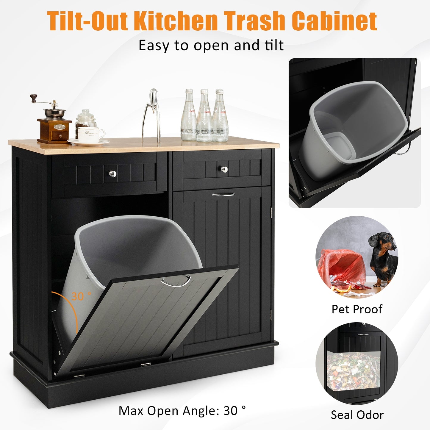 Kitchen Island Cabinet with  Shelf-Black, assembled, scratch & dent special
