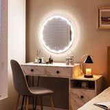 32 Inch Round Wall Mirror with 3-Color LED Lights and Anti Fog