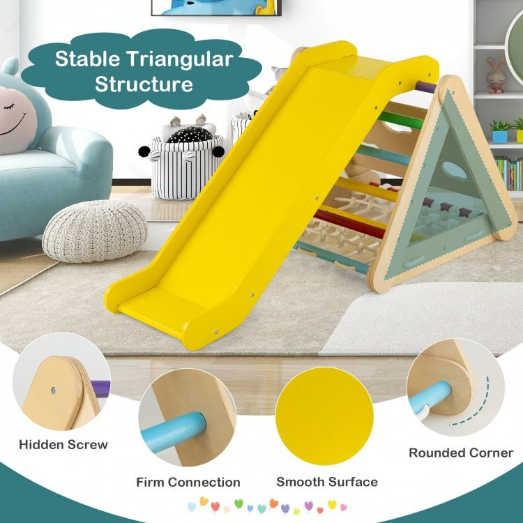 4 in 1 Triangle Climber Toy with Sliding Board and Climbing Net *ASSEMBLED*