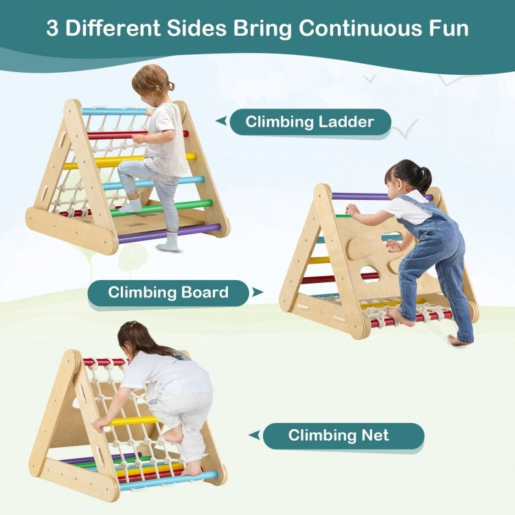 4 in 1 Triangle Climber Toy with Sliding Board and Climbing Net *ASSEMBLED*