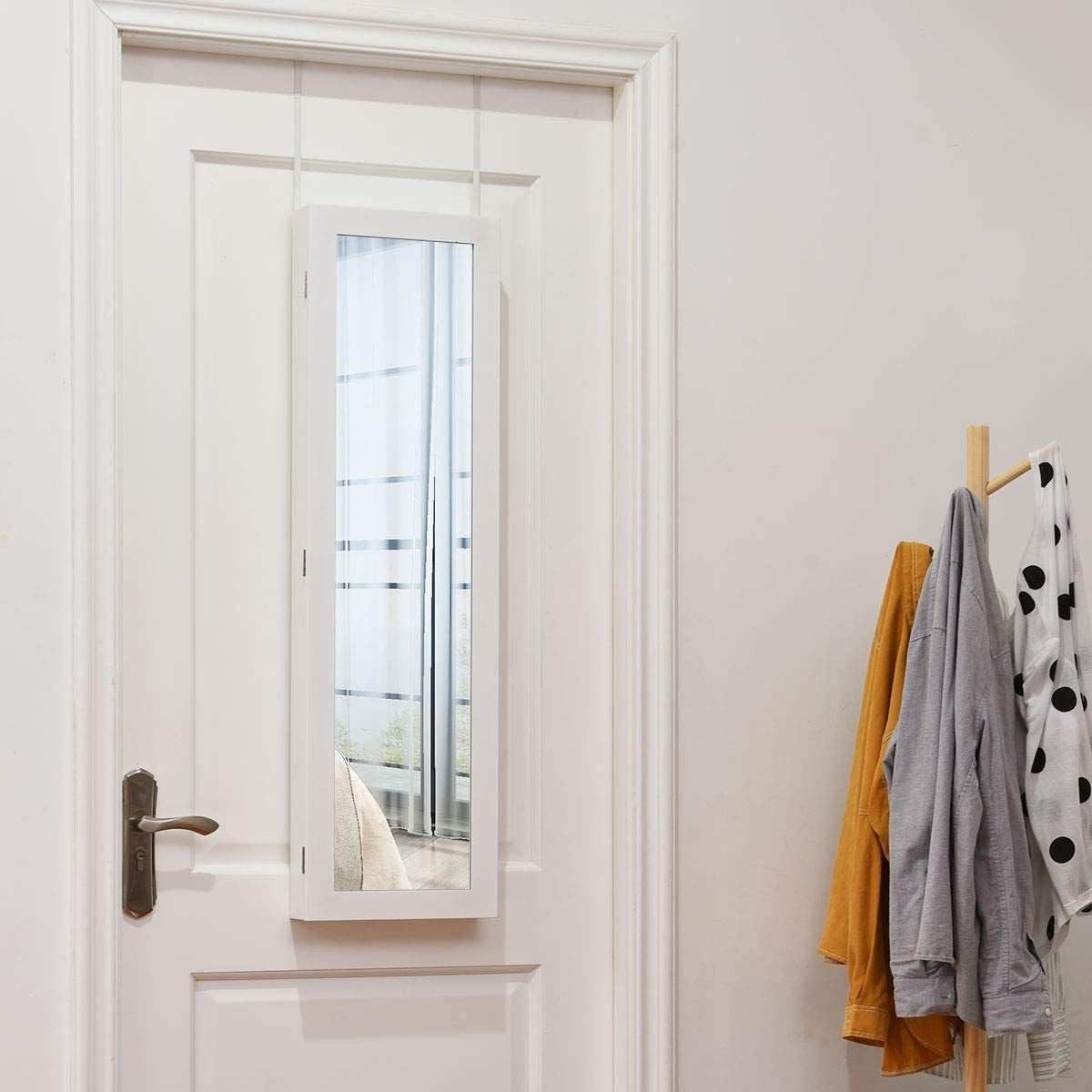 Full Length Mirror Jewelry Cabinet  -White (Scratch and Dent)