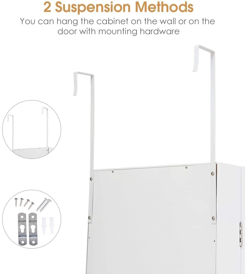 Full Length Mirror Jewelry Cabinet  -White (Scratch and Dent)