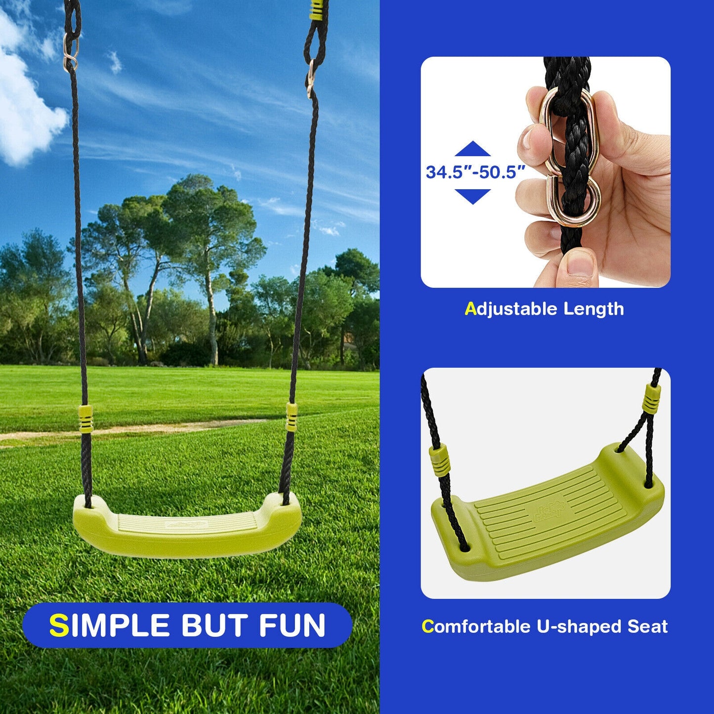 440 Pounds Kids Swing Set with Two Swings and One Glider, 1 box