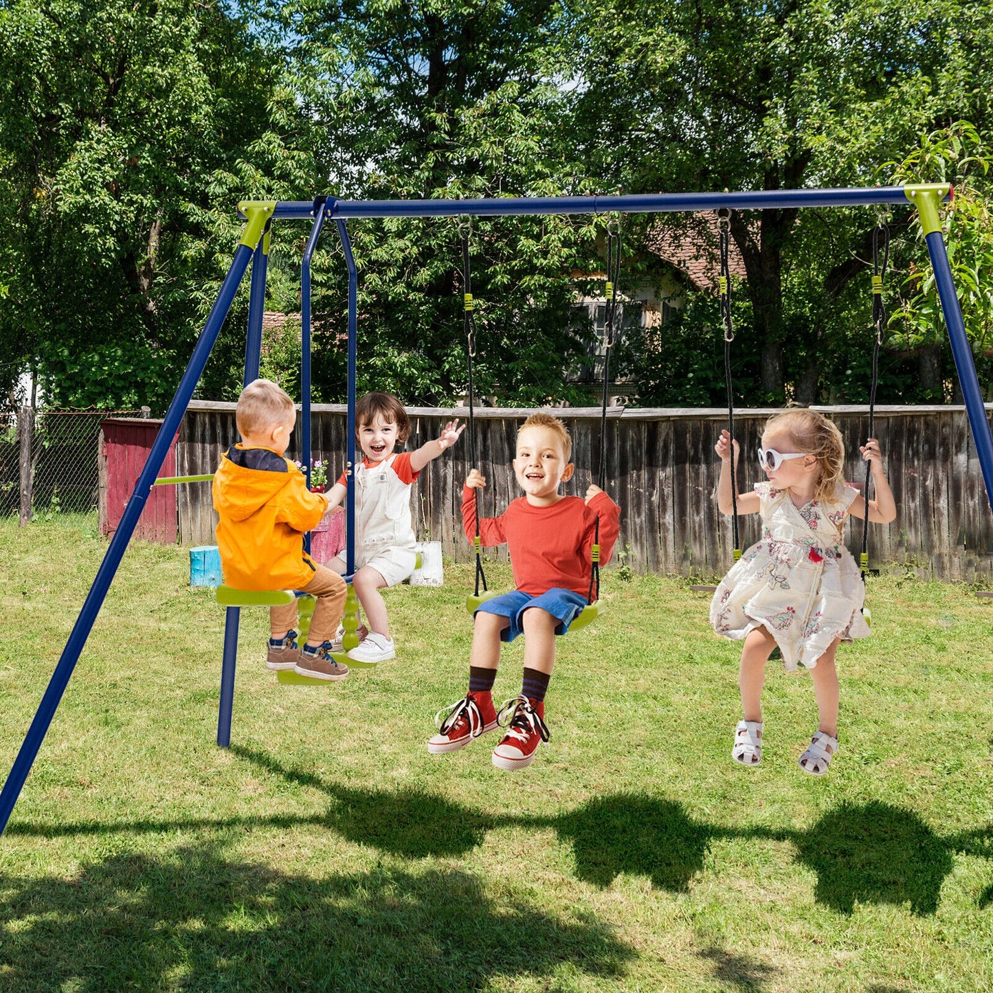 440 Pounds Kids Swing Set with Two Swings and One Glider, 1 box
