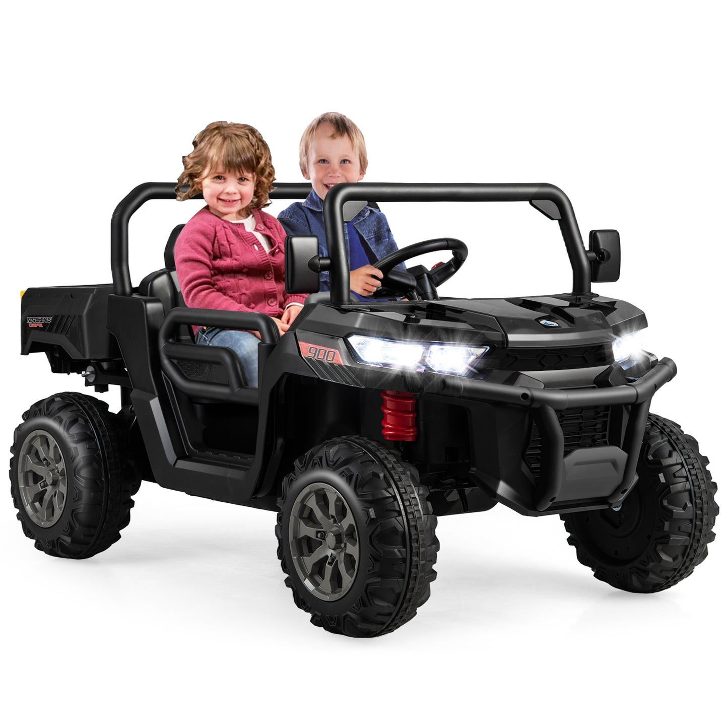 2-Seater Kids Ride On Dump Truck with Dump Bed-Black, Customer return, used, tested, working