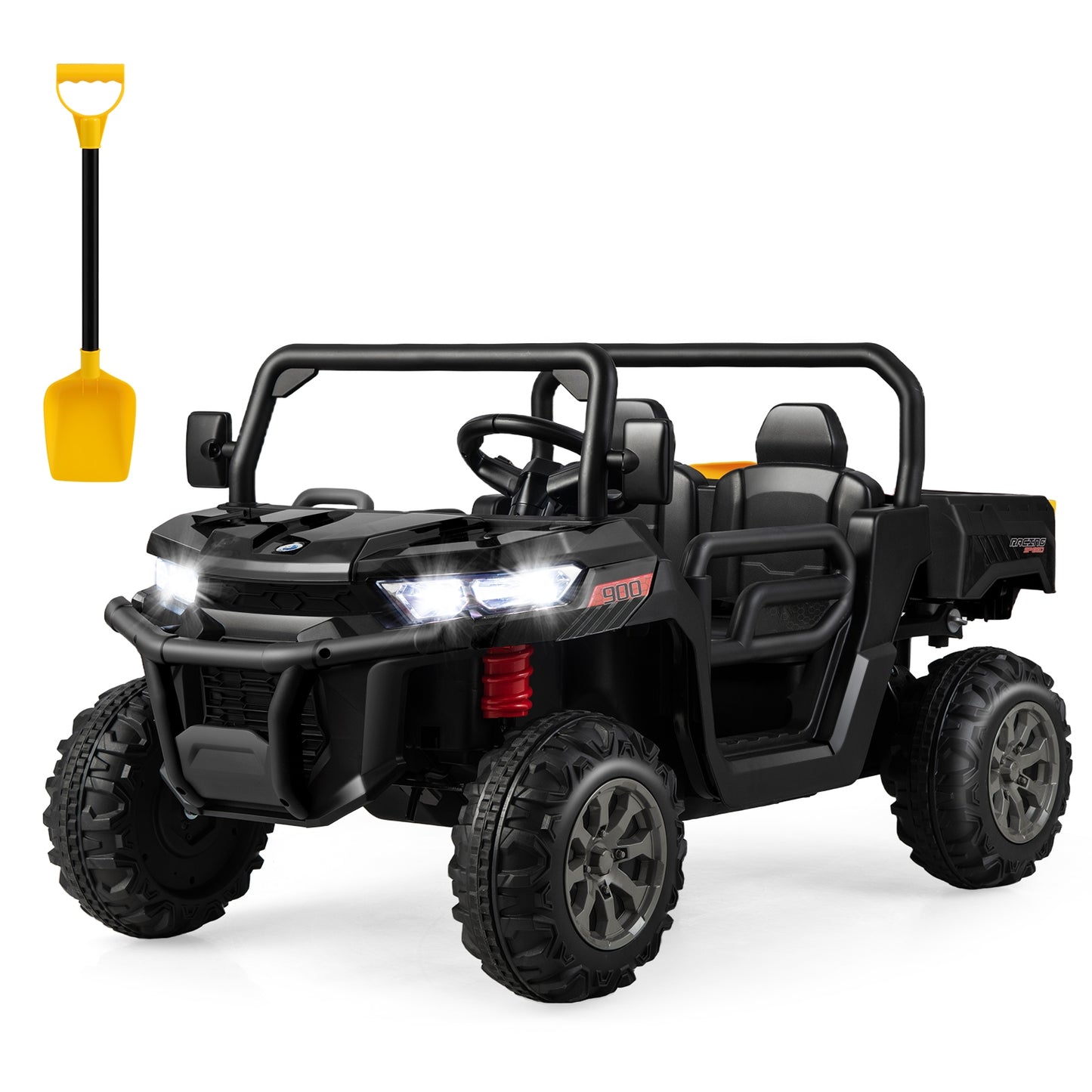 2-Seater Kids Ride On Dump Truck with Dump Bed-Black, Customer return, used, tested, working