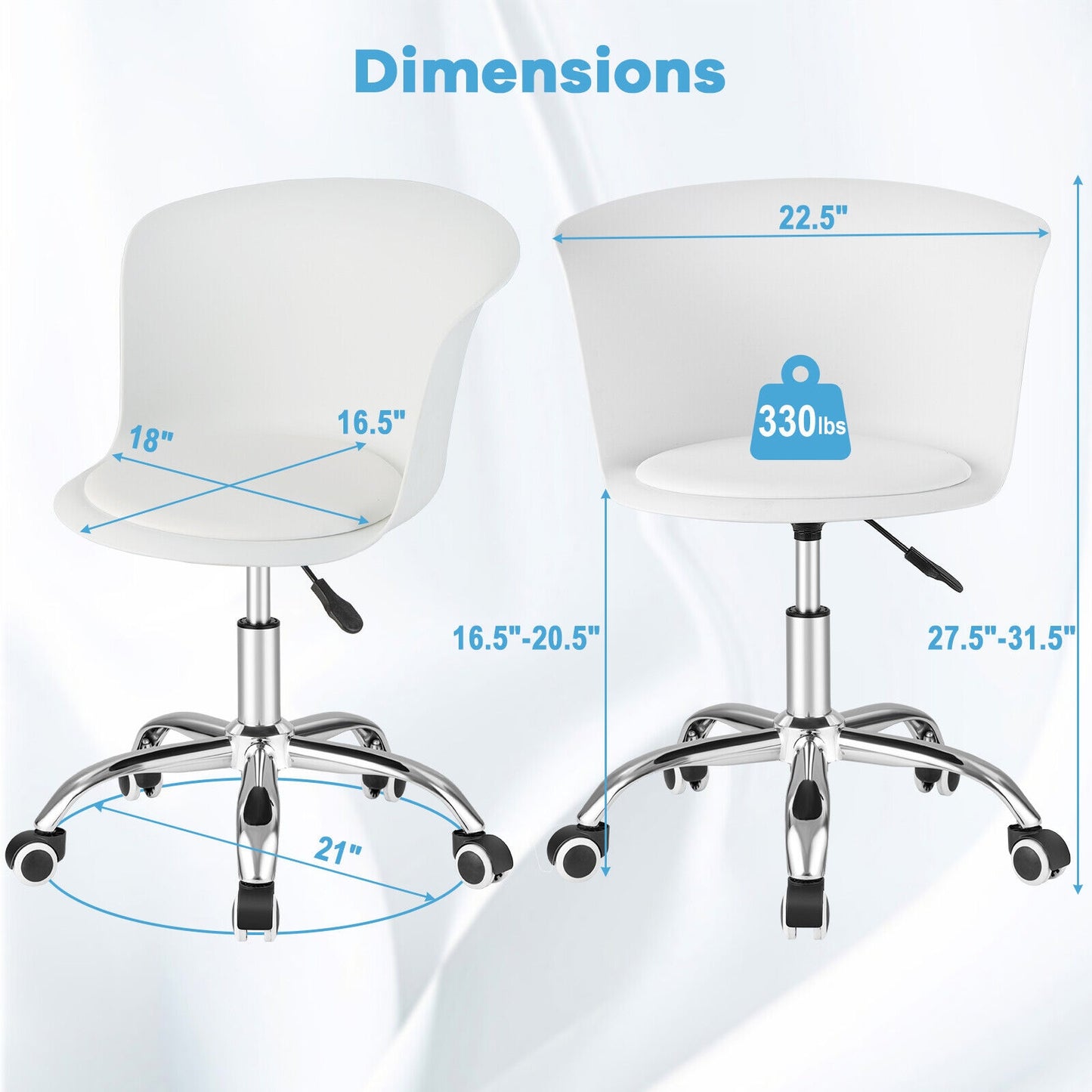 Office Chair with Ergonomic Backrest and Soft Padded PU Leather Seat-White