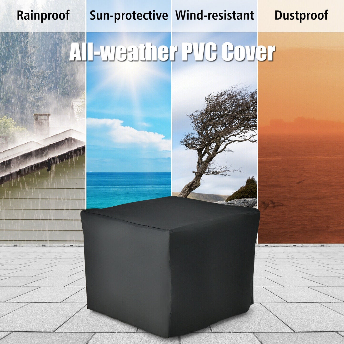 28 Inch 50000 BTU Outdoor Square Fire Pit Table with Cover, fully assembled