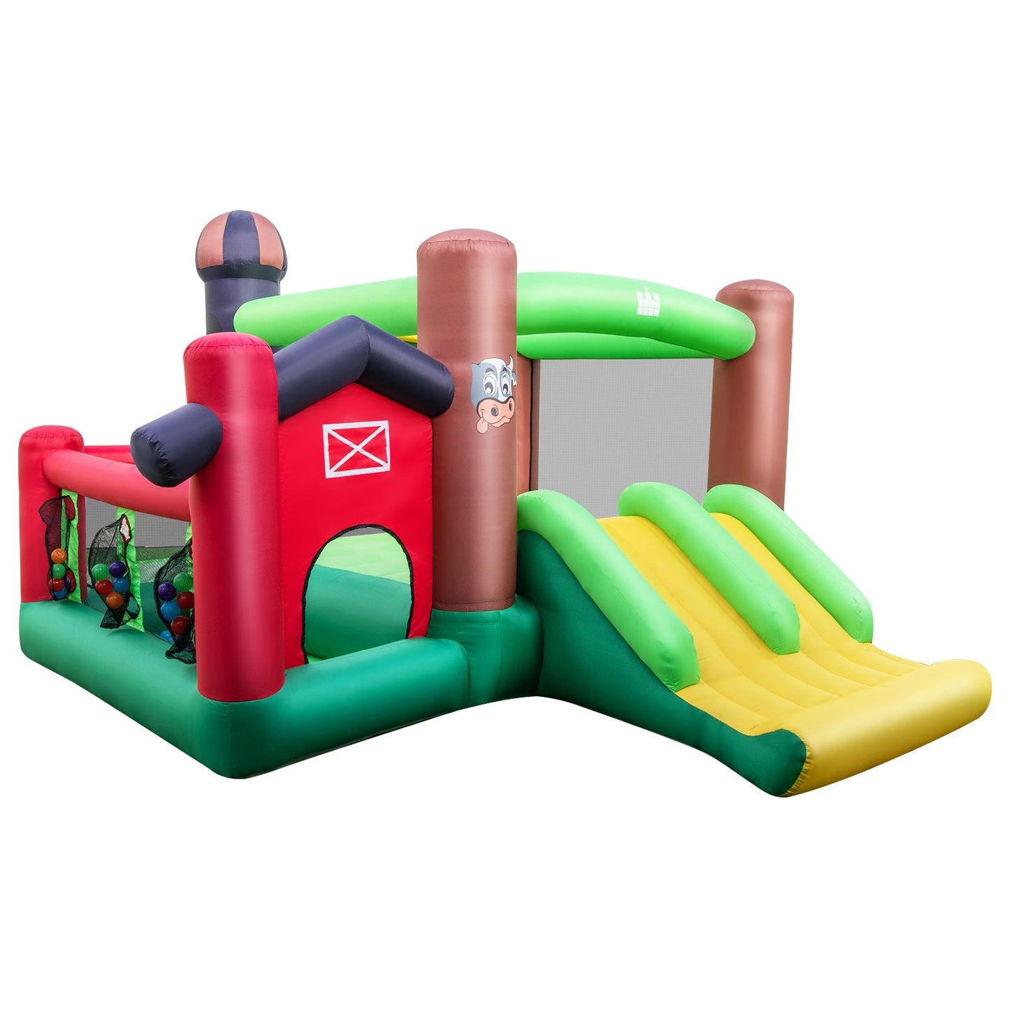 6-in-1 Inflatable Bounce House with Double Slides, Blower not included