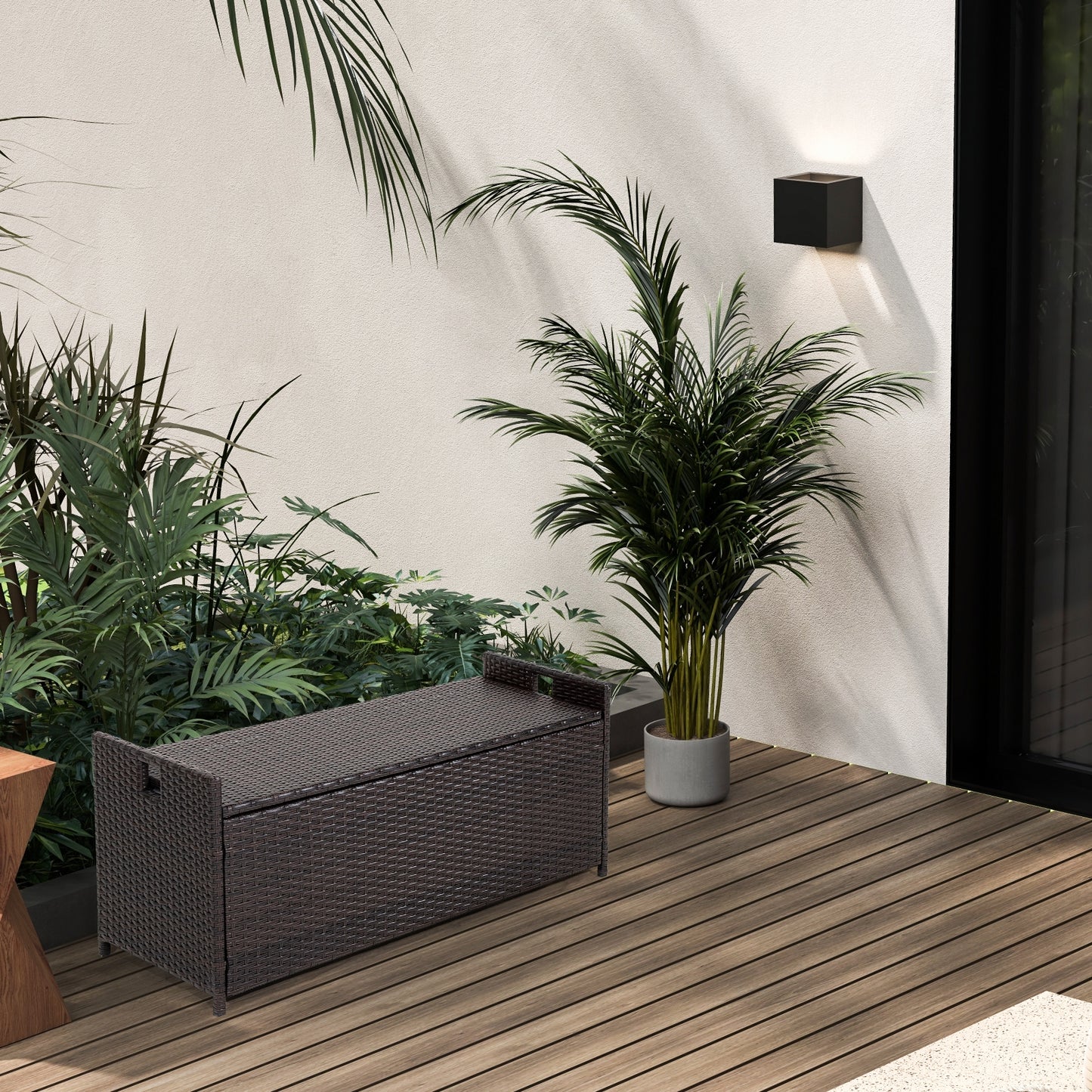 34 Gallon Patio Storage Bench with Seat Cushion and Zippered Liner (Fully Assembled)