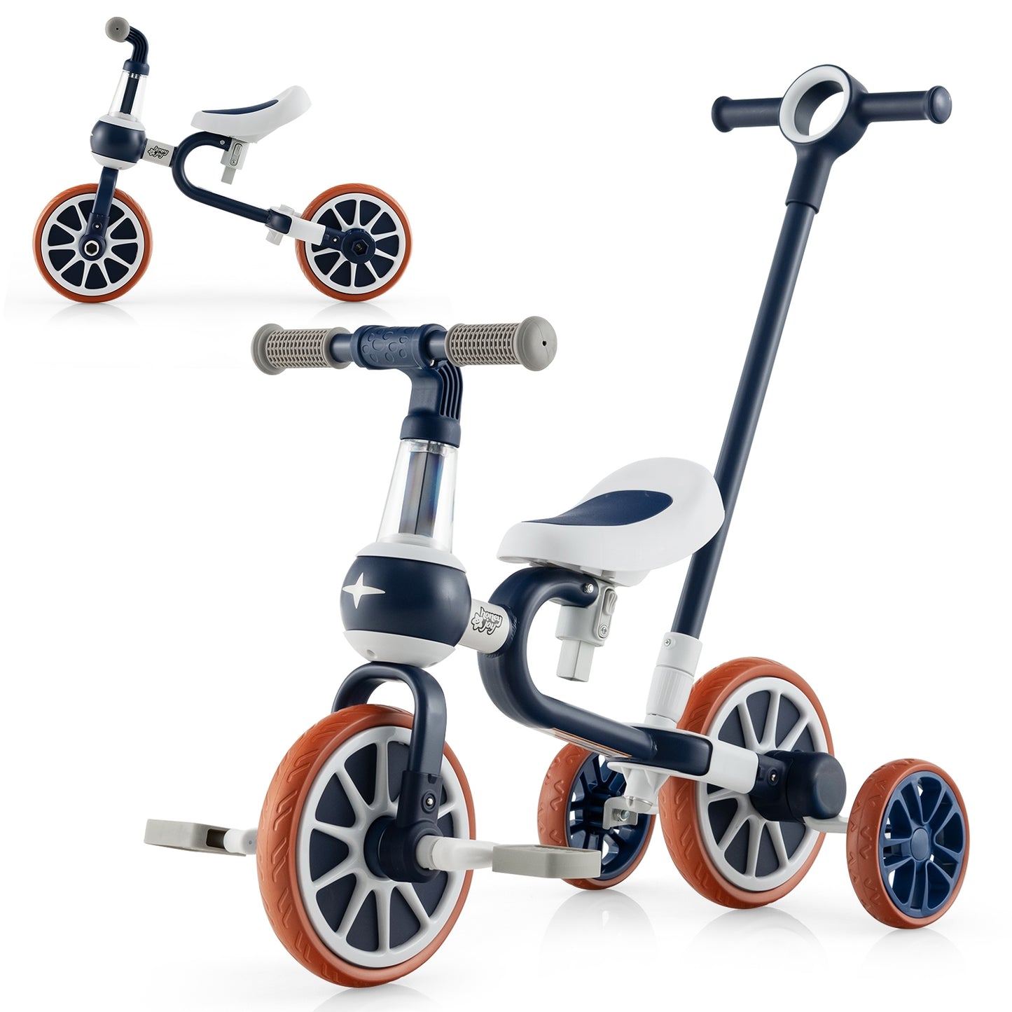 4-in-1 Kids Trike Bike with Adjustable Parent Push Handle and Seat Height-Navy, customer return special