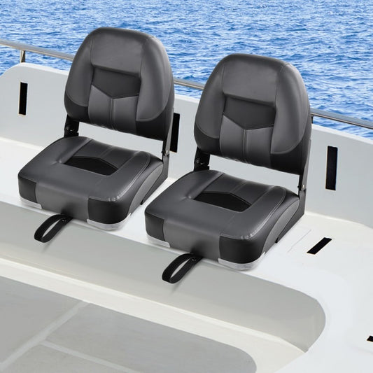 Set of 2 Folding Low Back Fishing Boat Seats with Stainless Steel Screws