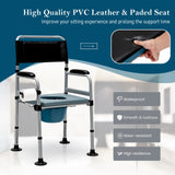 4-in-1 Folding Bedside Commode Chair with Detachable Bucket and Towel Holder