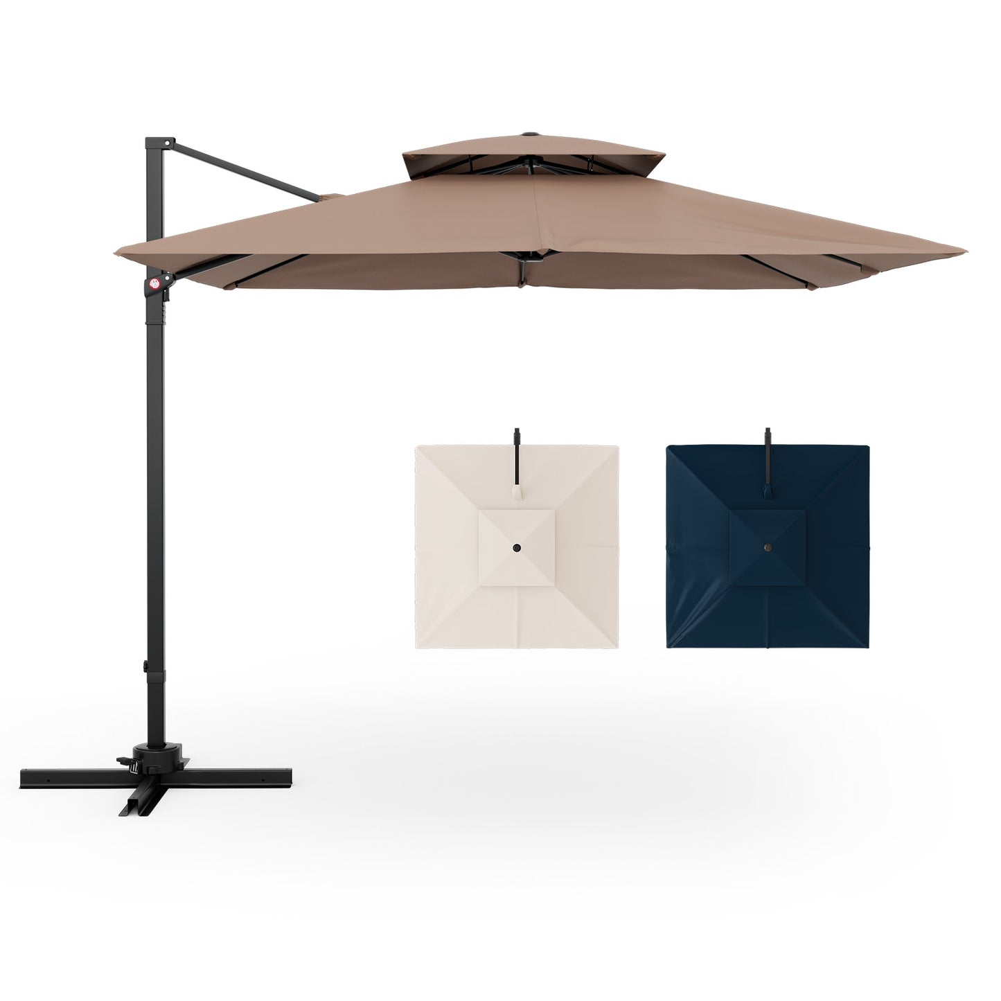 9.5 Feet Cantilever Patio Umbrella with 360° Rotation and Double Top-Coffee (Assembled)