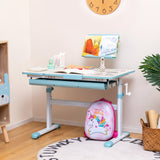 Height-Adjustable Kids Desk with Tilt Desktop and Book Stand-Blue (1 Box, Unassembled)