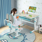 Height-Adjustable Kids Desk with Tilt Desktop and Book Stand-Blue (1 Box, Unassembled)