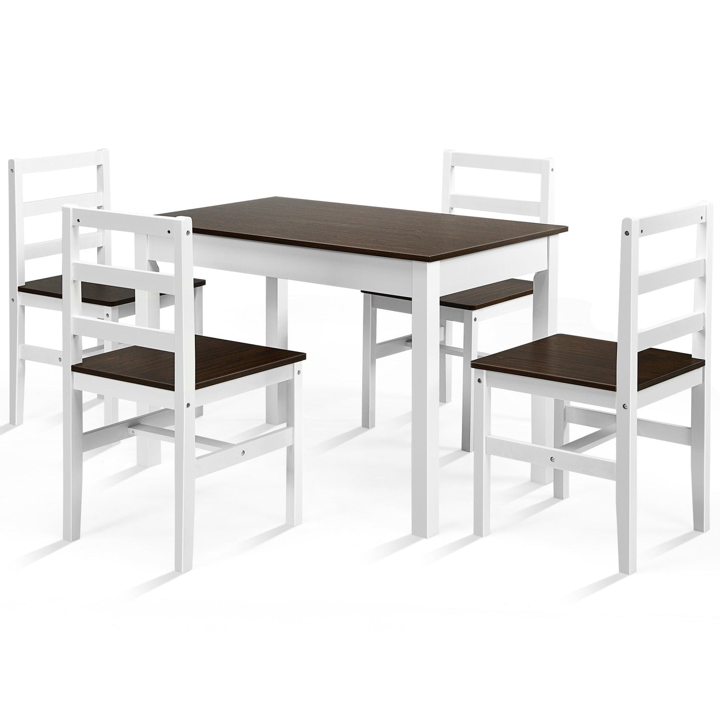 SPECIAL - 5 Pieces Solid Wood Compact Kitchen Dining Set-Walnut (See Description)