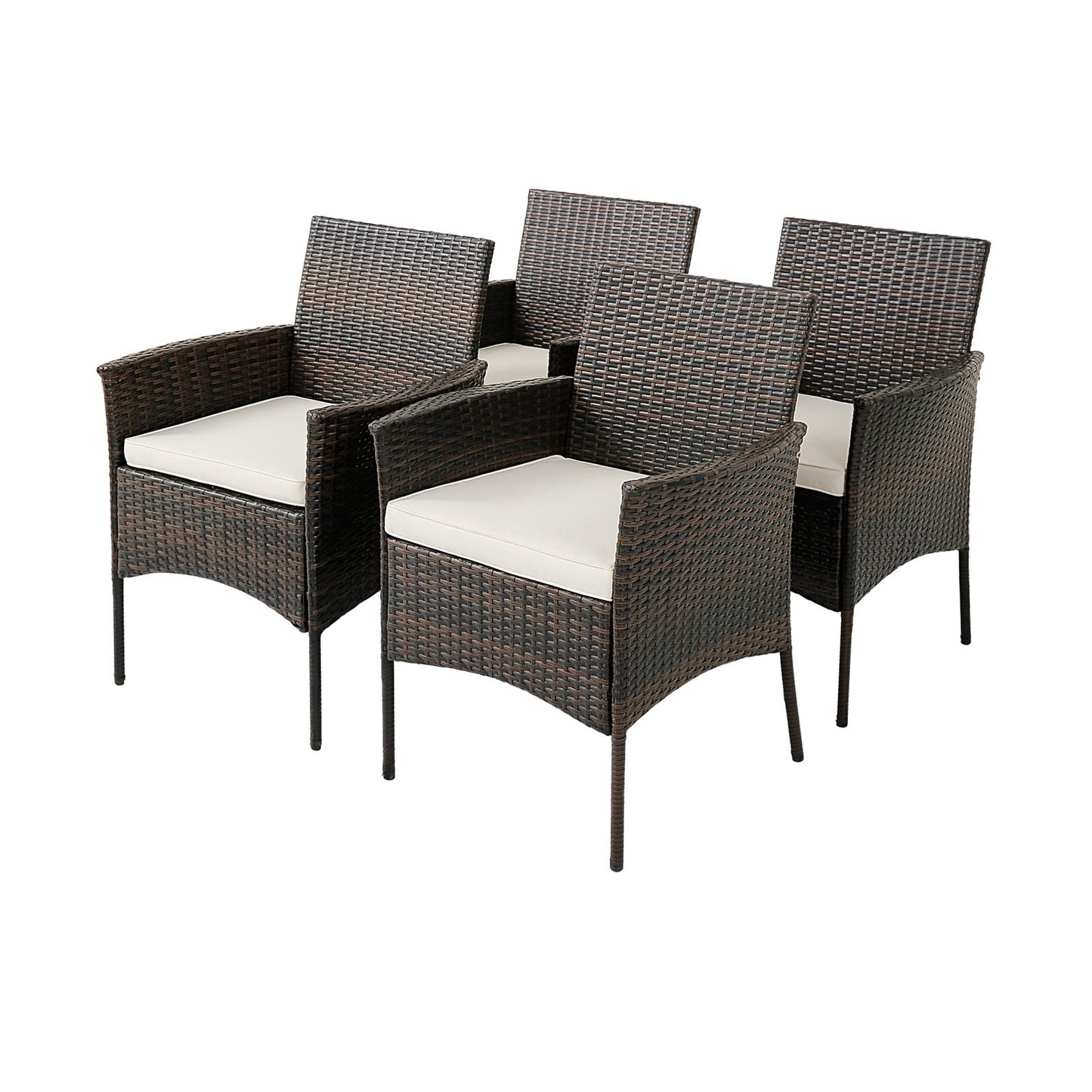 7Pcs Patio Rattan Dining Set with Umbrella Hole - Warm White  - Scratch and Dent
