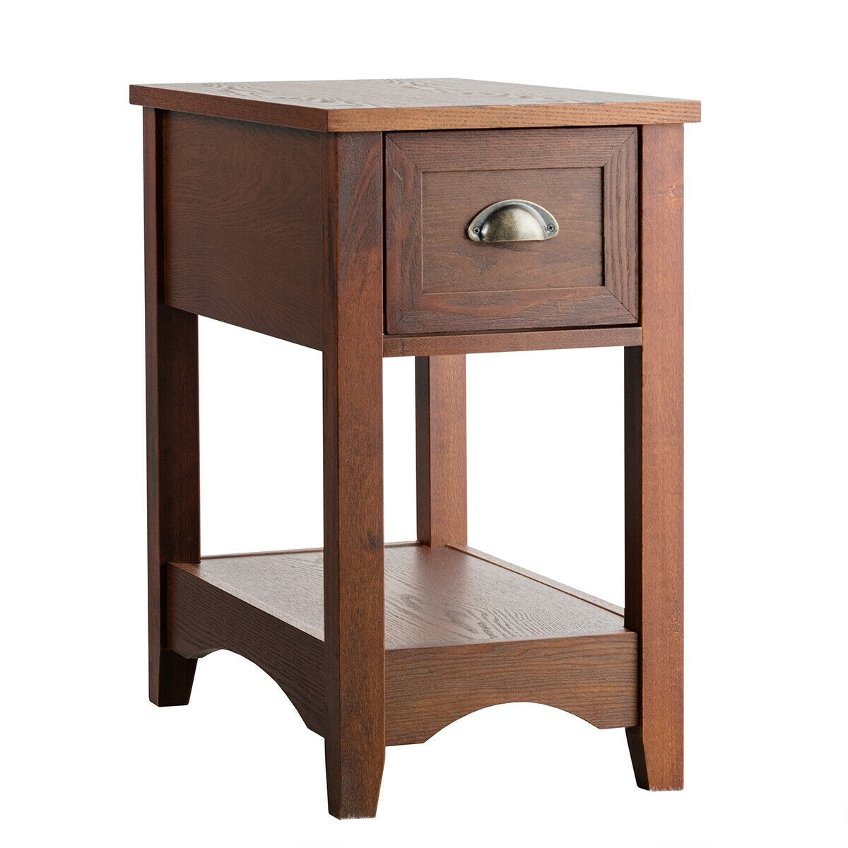Contemporary Chair Side End Table Compact Table with Drawer Nightstand-Natural (Assembled) [See Description]