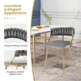 Upholstered Dining Chairs with Golden Metal Legs for Living Room-Gray