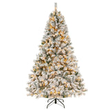 7 Feet Pre-lit Artificial Xmas Tree , white flocked, quick fluff tree