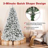 7 Feet Pre-lit Artificial Xmas Tree , white flocked, quick fluff tree