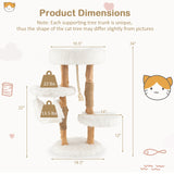 Solid Wood Cat Tower with Jute Scratching Posts and Hanging Rope for Indoor Cats (Fully Assembled)