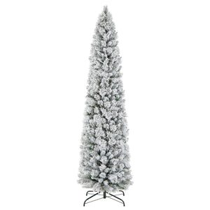 7 Feet Christmas Tree with 258 Branch Tips and 100 Incandescent Lights-Flocked and Slim-7 ft