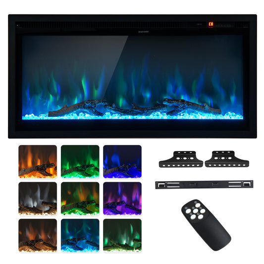 36" Electric Fireplace with Remote Control and Adjustable Color and Brightness (1 Box)