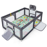 Large Baby Playpen with Mat and Ocean Balls-Dark gray (1 Box, Unassembled)