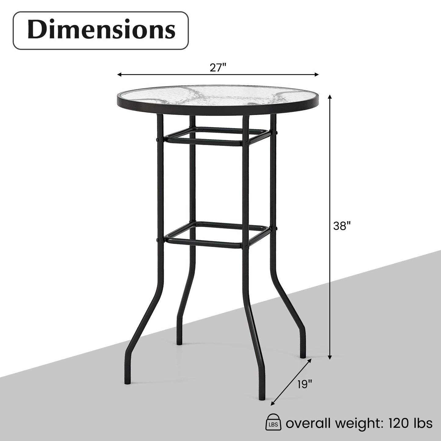 5 Pieces Outdoor Rattan Bistro Bar Stool Table Set