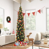 9 Feet Pre-lit Extra thin Pencil  tree with 400 Warm White LED Lights