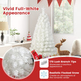 5 Feet Pre-Lit Fiber Optic White Snow-Flocked Artificial Christmas Tree-5 ft