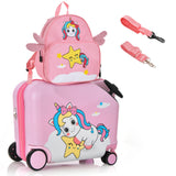 2 Pieces 18 Inch Ride-on Kids Luggage Set with Spinner Wheels-Pink