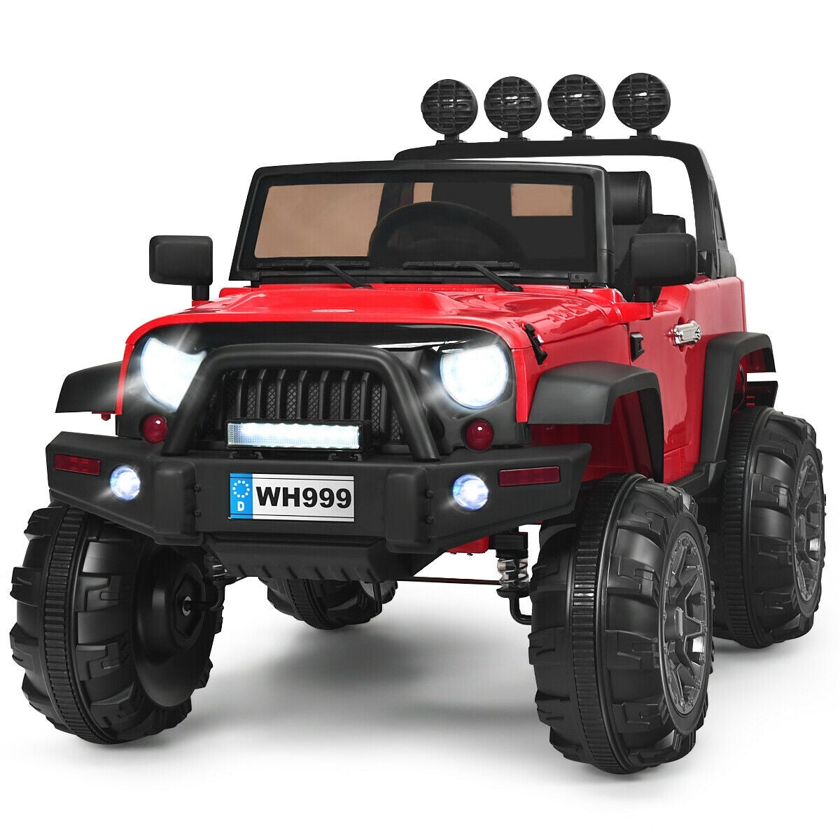 Deluxe 12V Kids Ride On Truck with Remote Control and Double Magnetic Door-Red, Fully Assembled