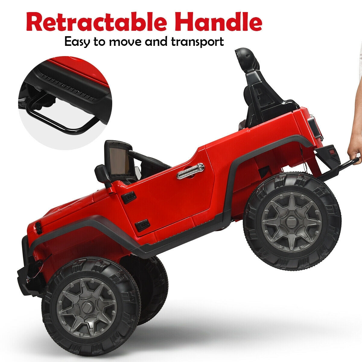Deluxe 12V Kids Ride On Truck with Remote Control and Double Magnetic Door-Red, Fully Assembled