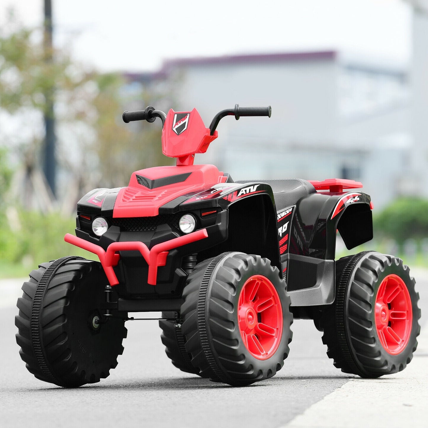 12V Kids Ride on ATV with LED Lights and Treaded Tires and LED lights-Red, FULLY ASSEMBLED