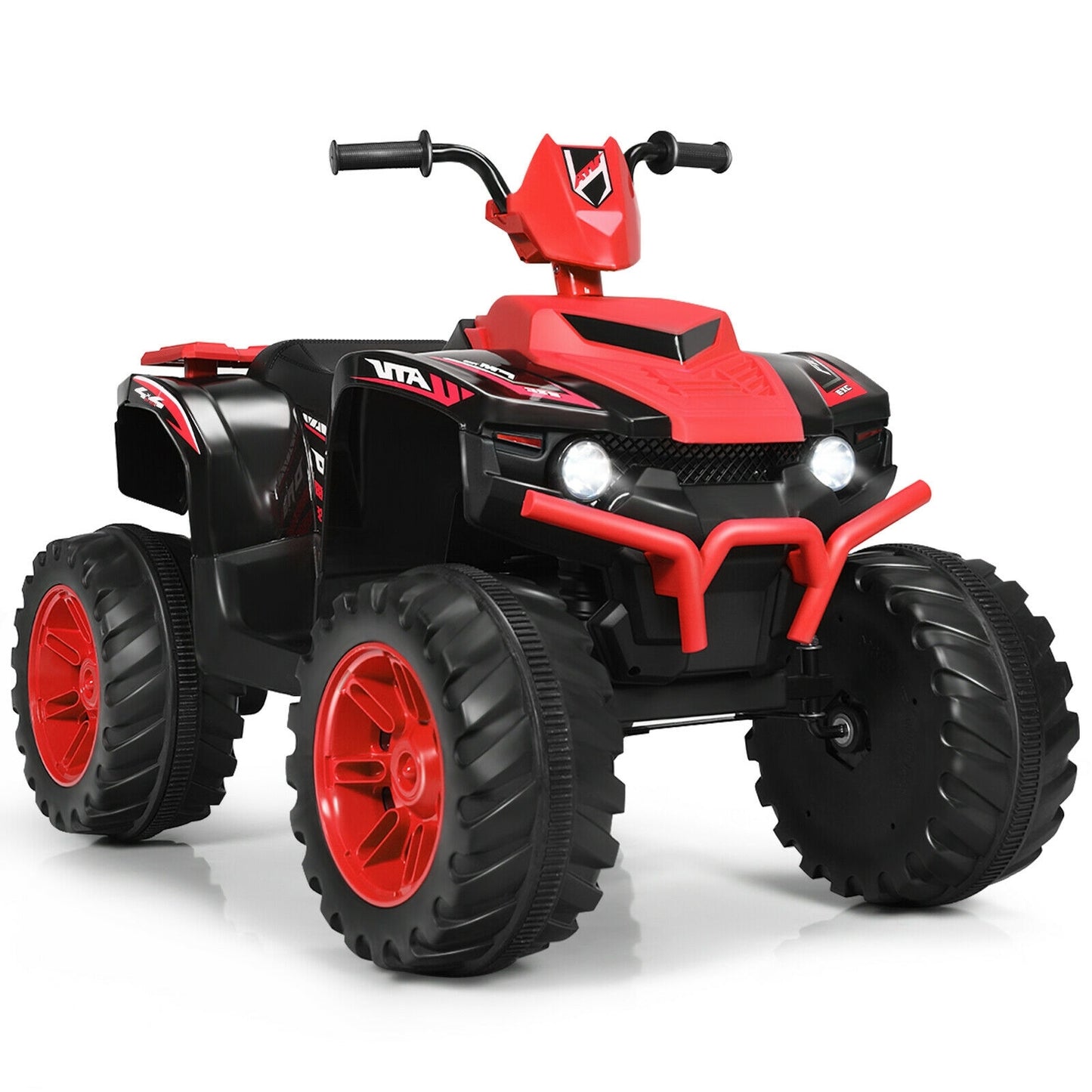 12V Kids Ride on ATV with LED Lights and Treaded Tires and LED lights-Red, FULLY ASSEMBLED
