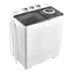 26 LBS Twin Tub Portable Washing Machine with Built-In Drain Pump- Grey/White