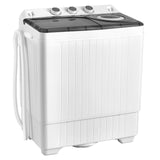 26 LBS Twin Tub Portable Washing Machine with Built-In Drain Pump- Grey/White