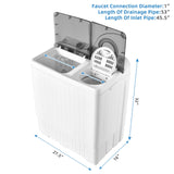 26 LBS Twin Tub Portable Washing Machine with Built-In Drain Pump- Grey/White