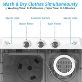 26 LBS Twin Tub Portable Washing Machine with Built-In Drain Pump- Grey/White