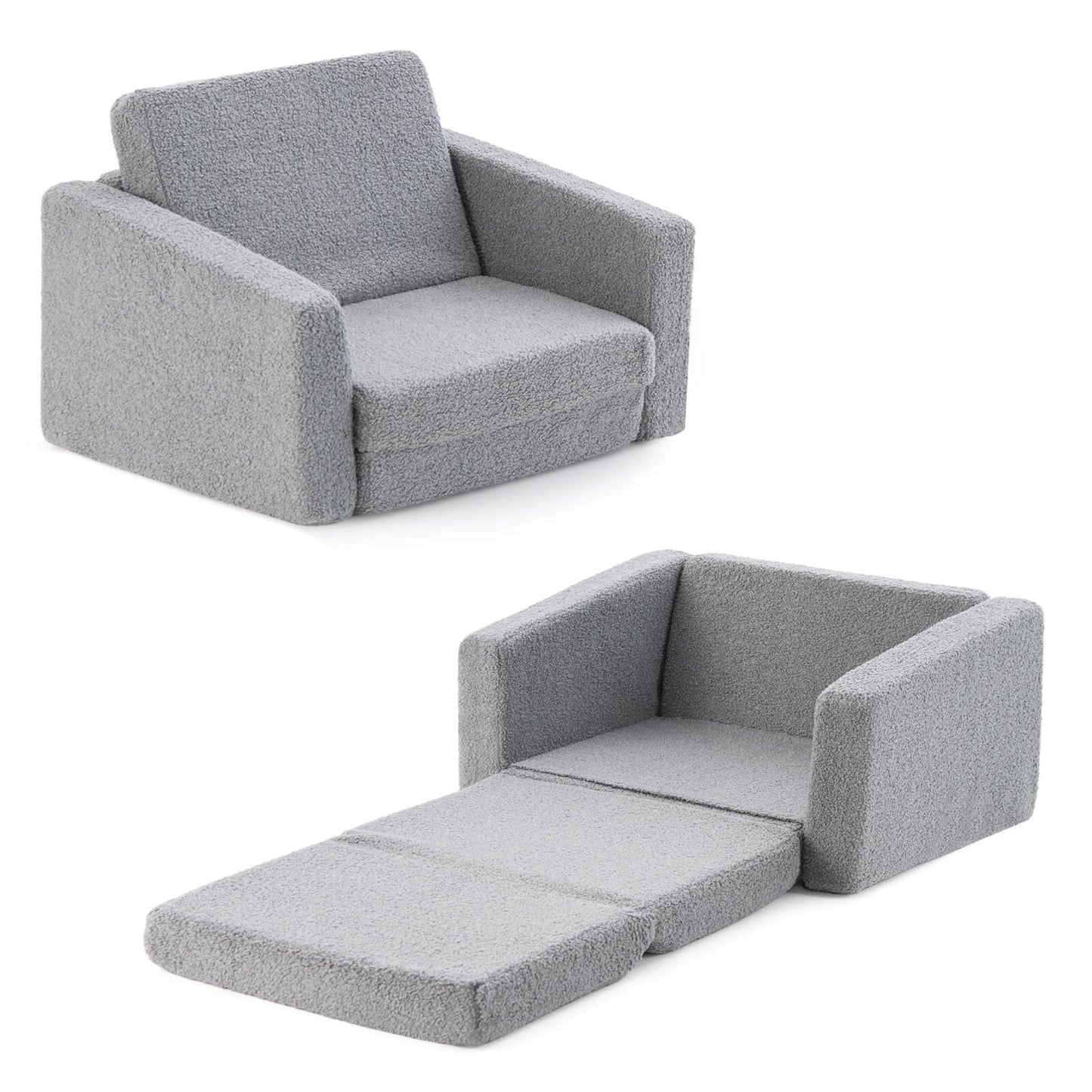 2-in-1 Toddler Fold out Couch, Grey
