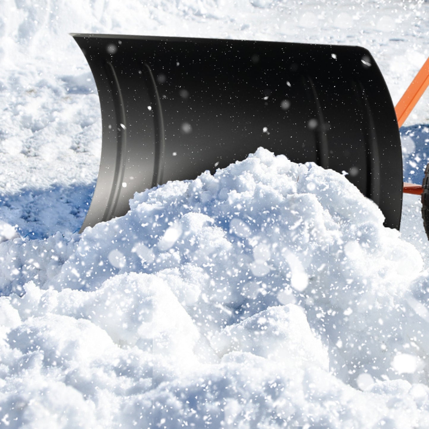 29 Inches Snow Pusher for Driveway-Orange (Assembled)