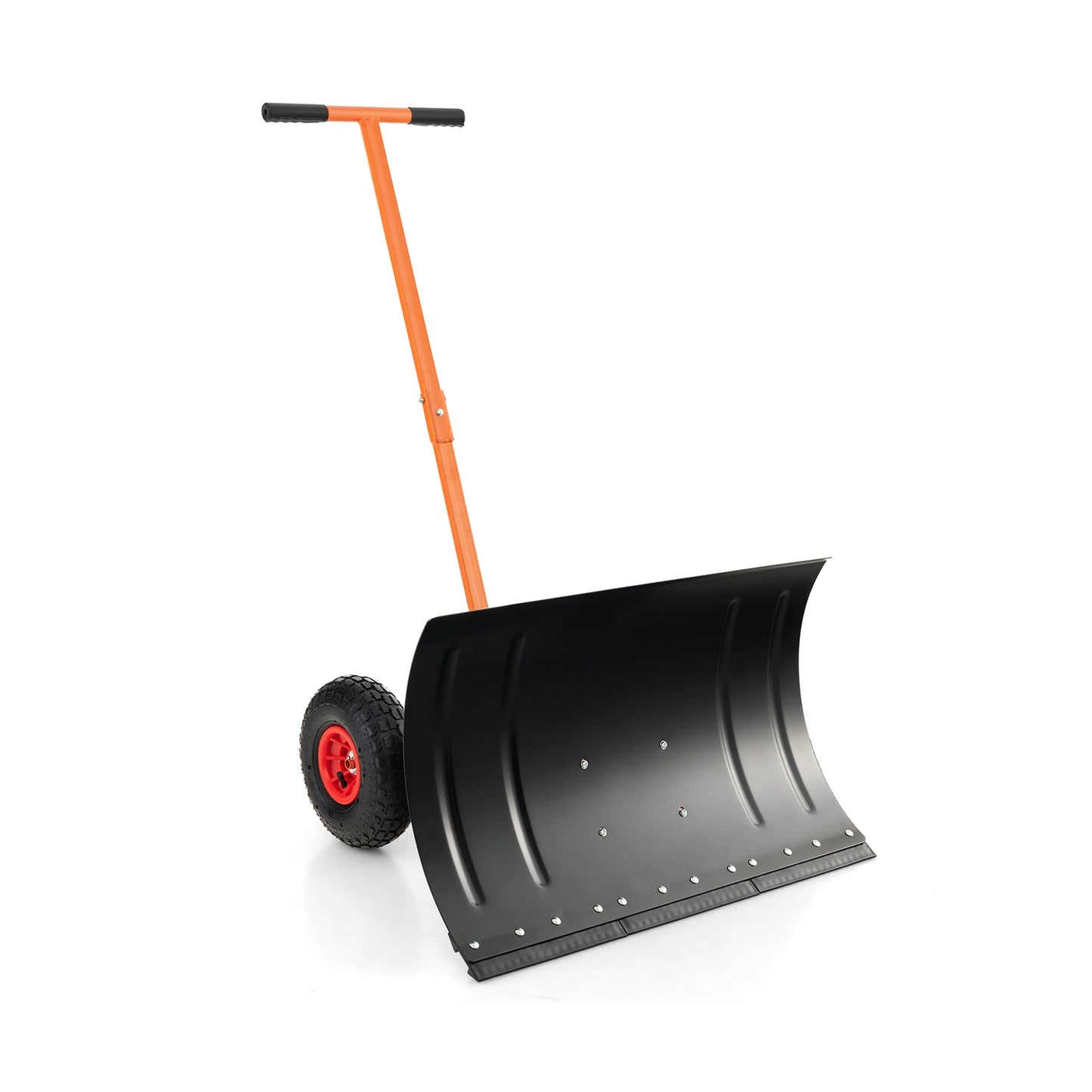 29 Inches Snow Pusher for Driveway-Orange (Assembled)