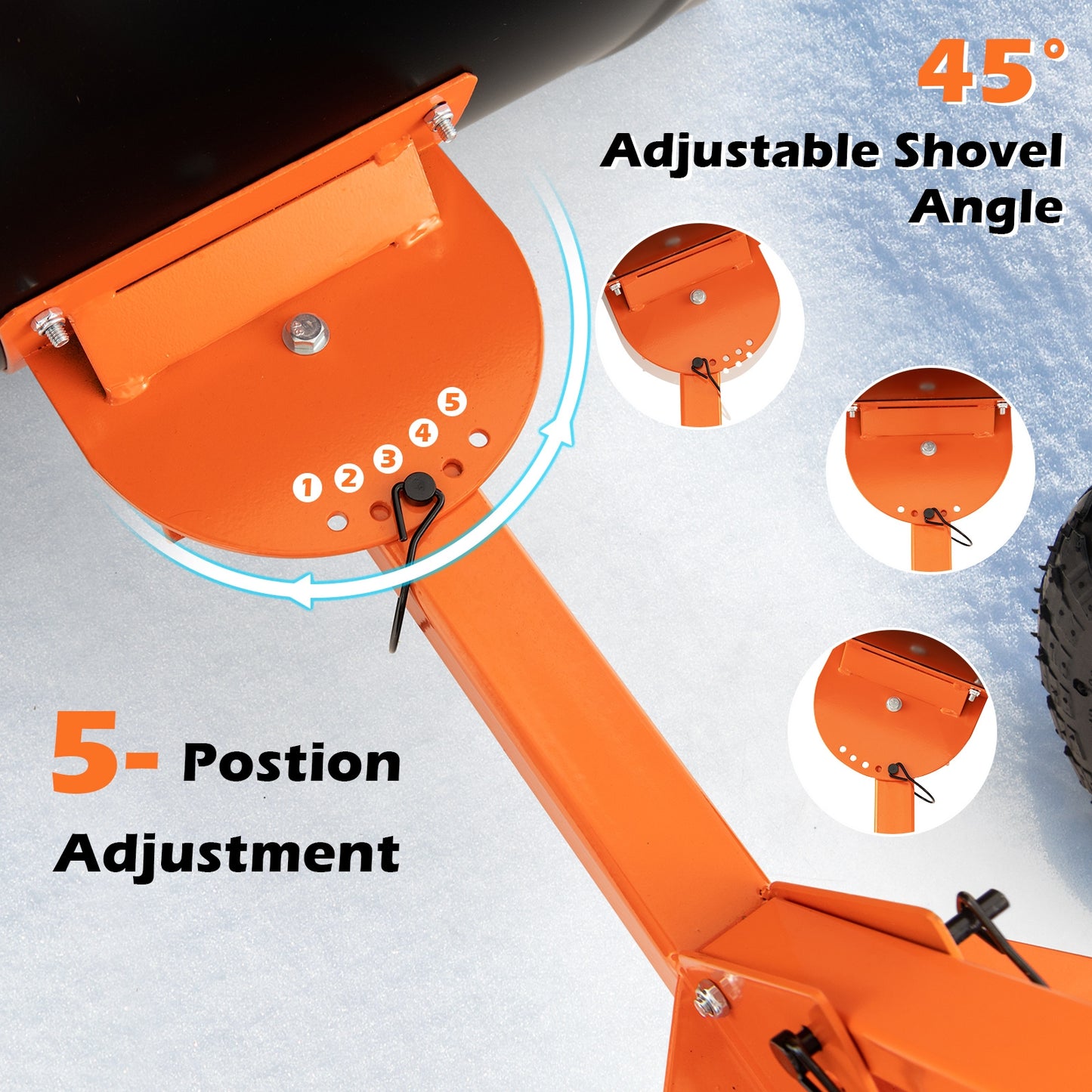 29 Inches Snow Pusher for Driveway-Orange (Assembled)