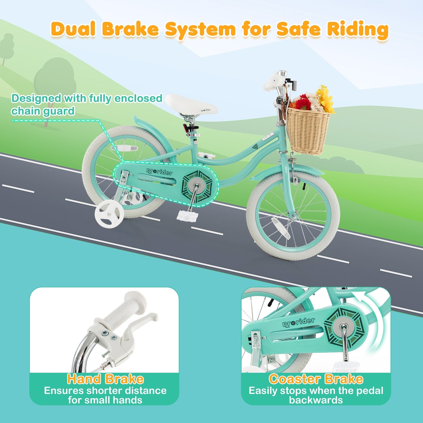 14-Inch Kids Bike with Training Wheels, Special, missing basket, slight marks from shipping, new