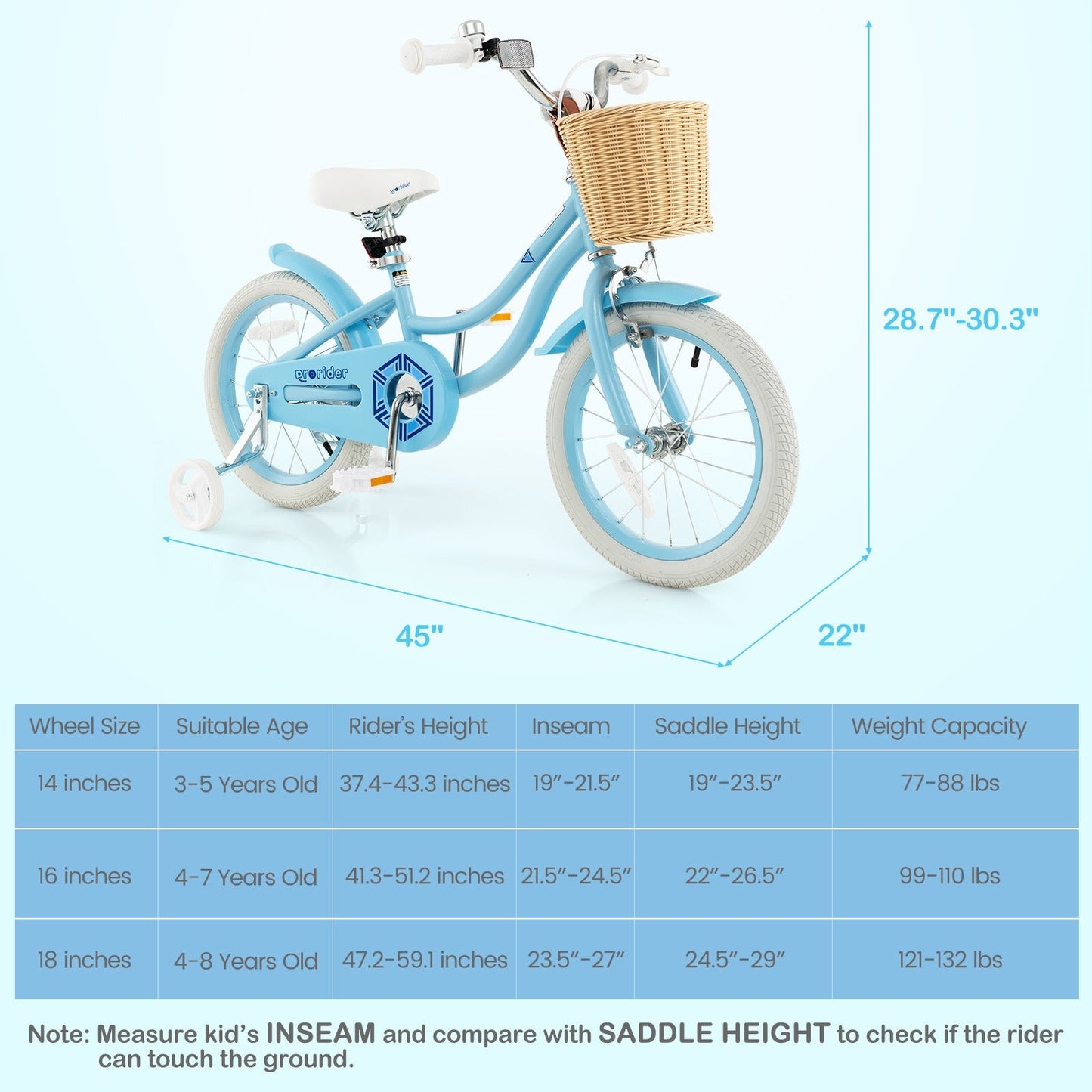 16-Inch Kids Bike with Training Wheels and Adjustable Handlebar Seat-Blue (Copy)